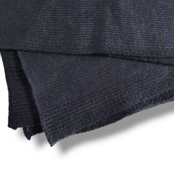 Viv and Lou Poncho Wrap Navy Knit Fringe Pullover Preppy Corpcore Lagenlook 26x3 - Picture 7 of 12